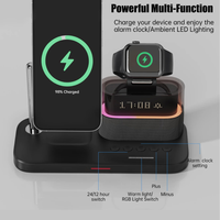 5-in-1 Magnetic Wireless Charging Station w. Alarm Clock Night Light - iPhone, AirPods, Apple Watch